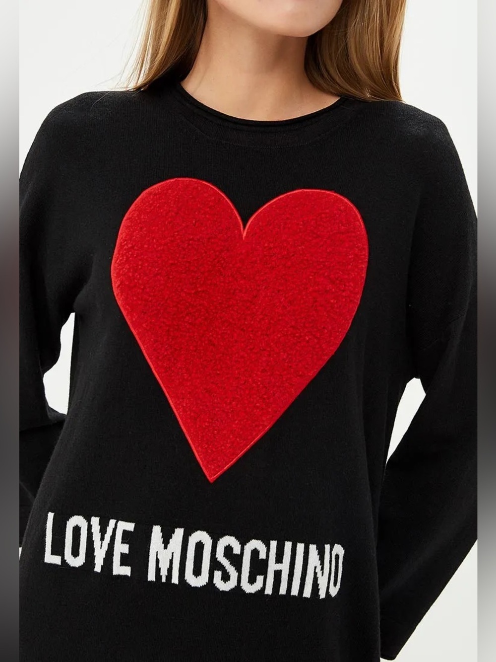 Love Moschino Wool-Blend Heart Sweater Sz Small - Picture 5 of 6